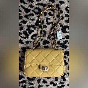 Yellow quilted Guess crossbody purse NWT